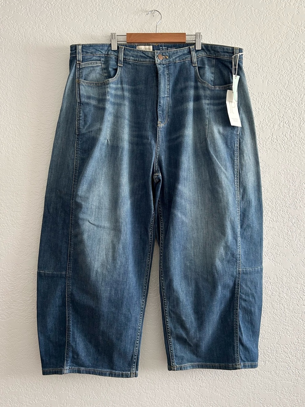 Anthropologie Pilcro Boho Modern Medium Wash Barrel Jeans Plus Size